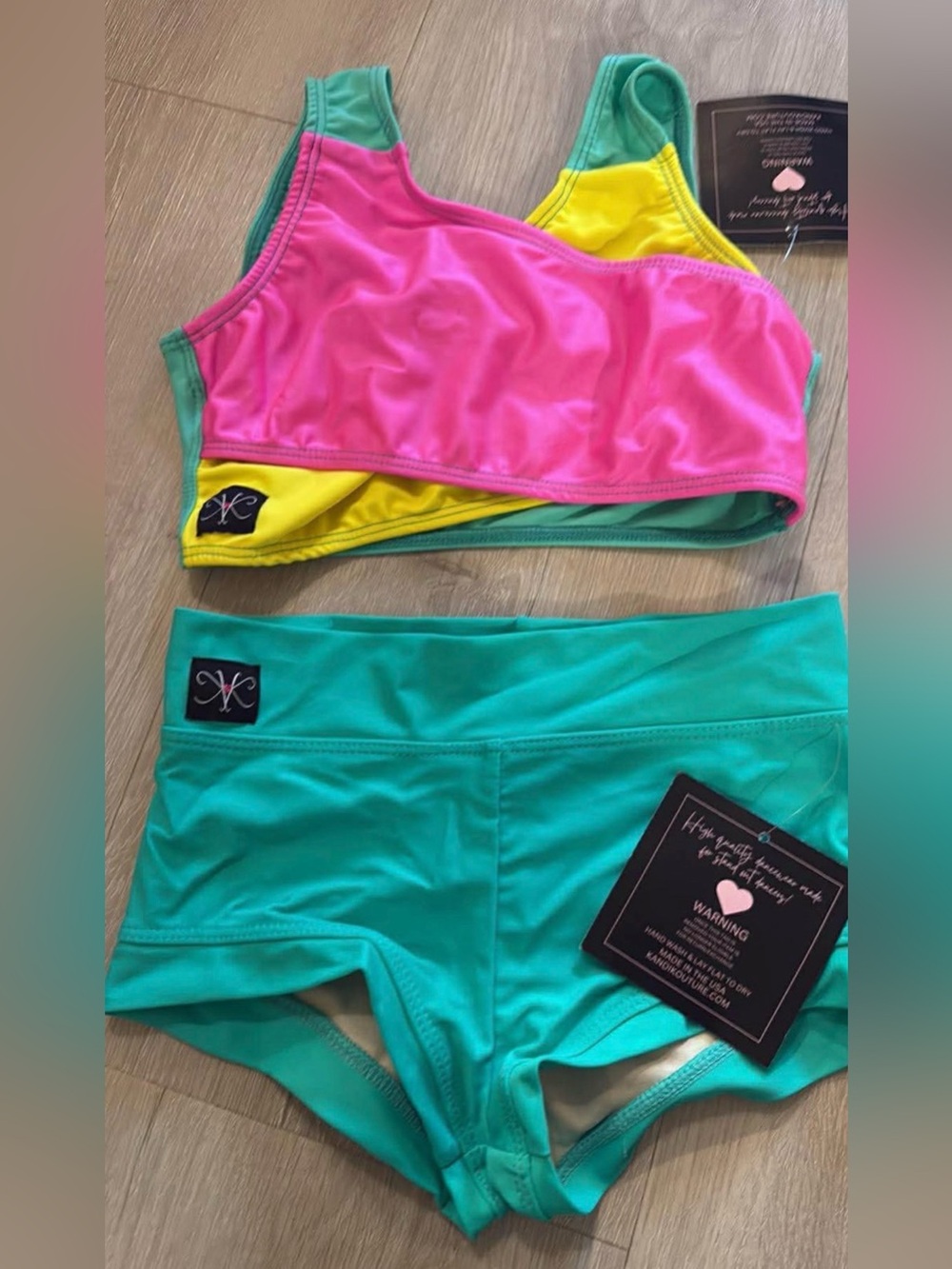 Kandi Kouture 7/8 Bright Pink & Teal Matching Dancewear